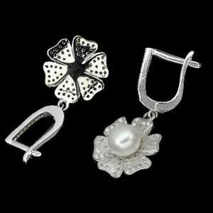 Deluxe Natural White Pearl, Cz Solid .925 Sterling Silver Pendant, Ring ,Earrings