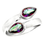 Rainbow Mystic Topaz Gemstone Ring In Solid .925 Sterling Silver. Size US 8/ Q