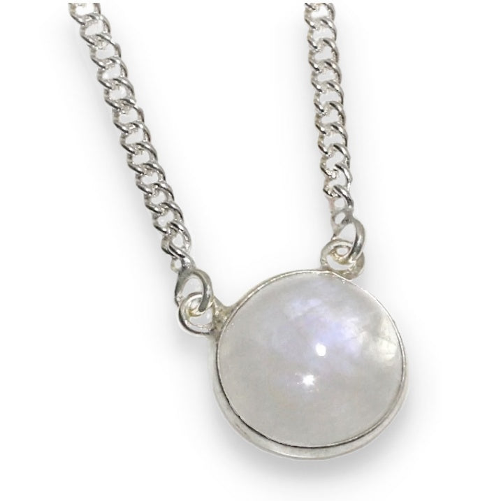 Natural Rainbow Moonstone .925 Silver Fashion Necklace