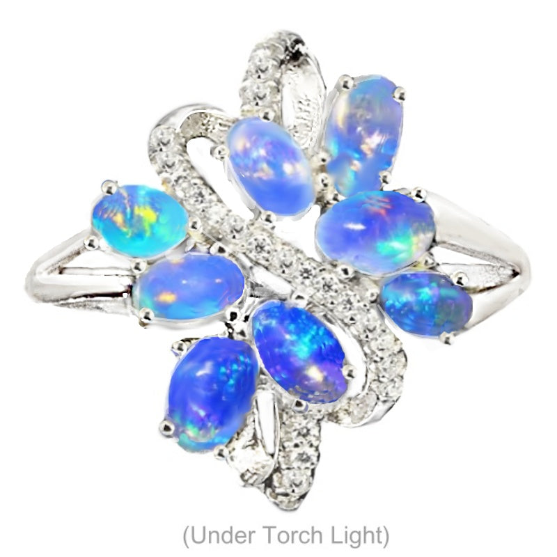 Authentic 19.62 Cts Ethiopian Fire Opal Cz Gemstone Solid .925 Sterling Ring Size 9 or R1/2