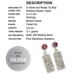 Dainty Rainbow Mystic Topaz Dangle Stud Earrings In Solid 925 Sterling Silver