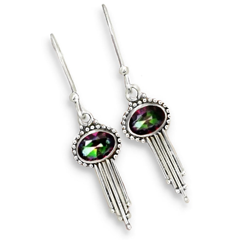 Handmade Rainbow Mystic Topaz Drop Dangle Earrings In Solid 925 Sterling Silver