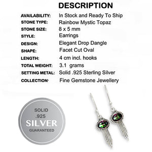 Handmade Rainbow Mystic Topaz Drop Dangle Earrings In Solid 925 Sterling Silver