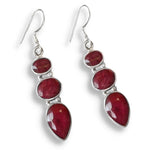 Natural Indian Ruby Gemstone Set in Solid .925 Sterling Silver Earrings