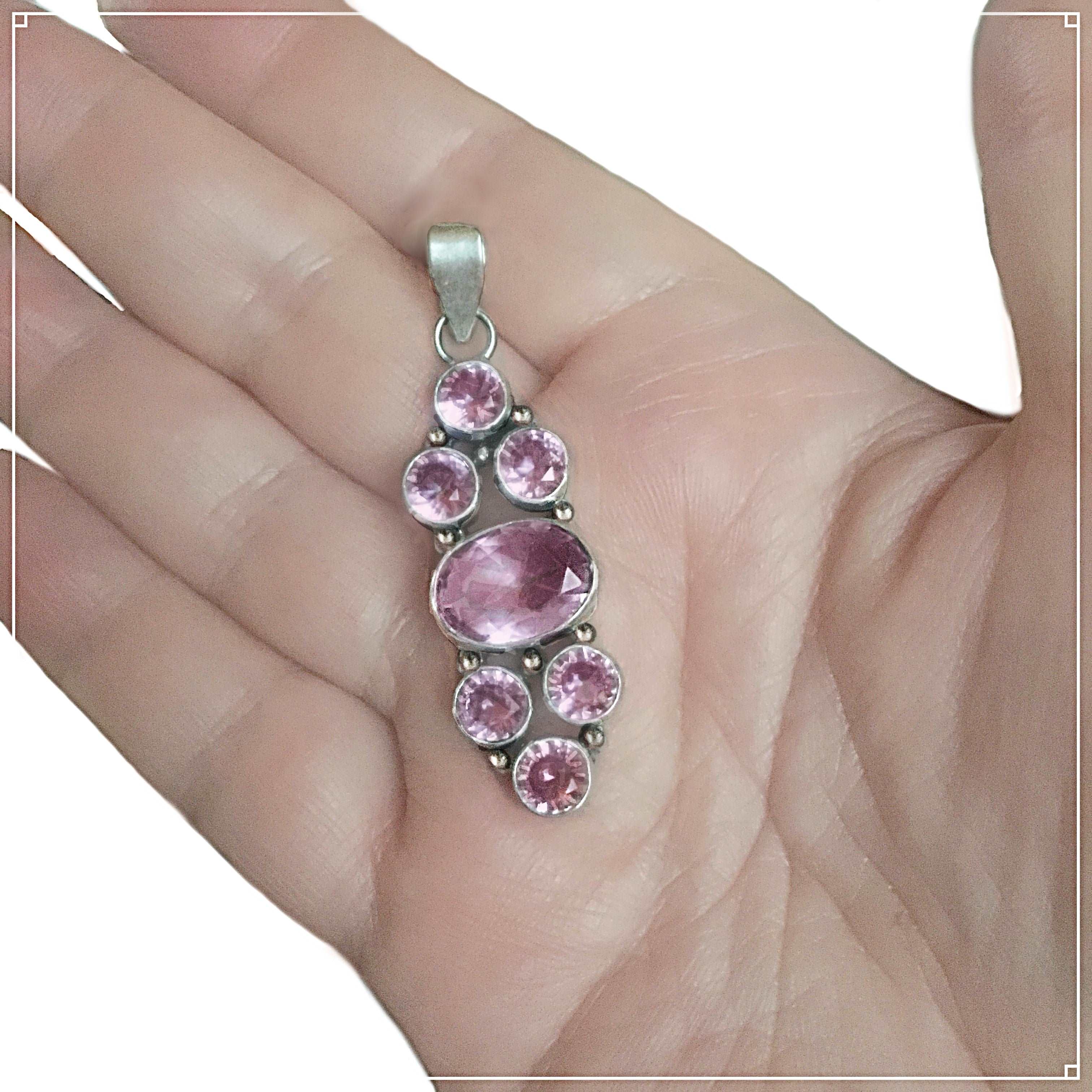 Handmade Pink Topaz Gemstone .925 Silver Pendant - BELLADONNA