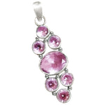 Handmade Mixed Shapes Pink Topaz Gemstones .925 Silver Pendant