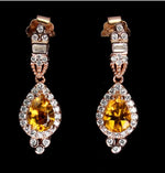 Natural Unheated Pear Citrine Gemstone  in Solid 925 Sterling Silver 14K Rose Gold Stud Earrings