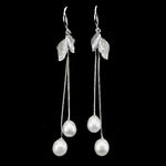 Elegant Creamy White Freshwater Pearl, White Cubic Zirc Solid .925 Sterling Silver Earrings