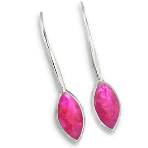 Elegant Handmade Indian Ruby Gemstone Solid .925 Sterling Silver Long Earrings