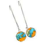 Natural Spiny Oyster Arizona Turquoise Solid .925 Sterling Silver Earrings