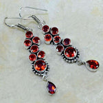 Trendy Mixed Shapes Garnet Gemstone .925 Sterling Silver Earrings