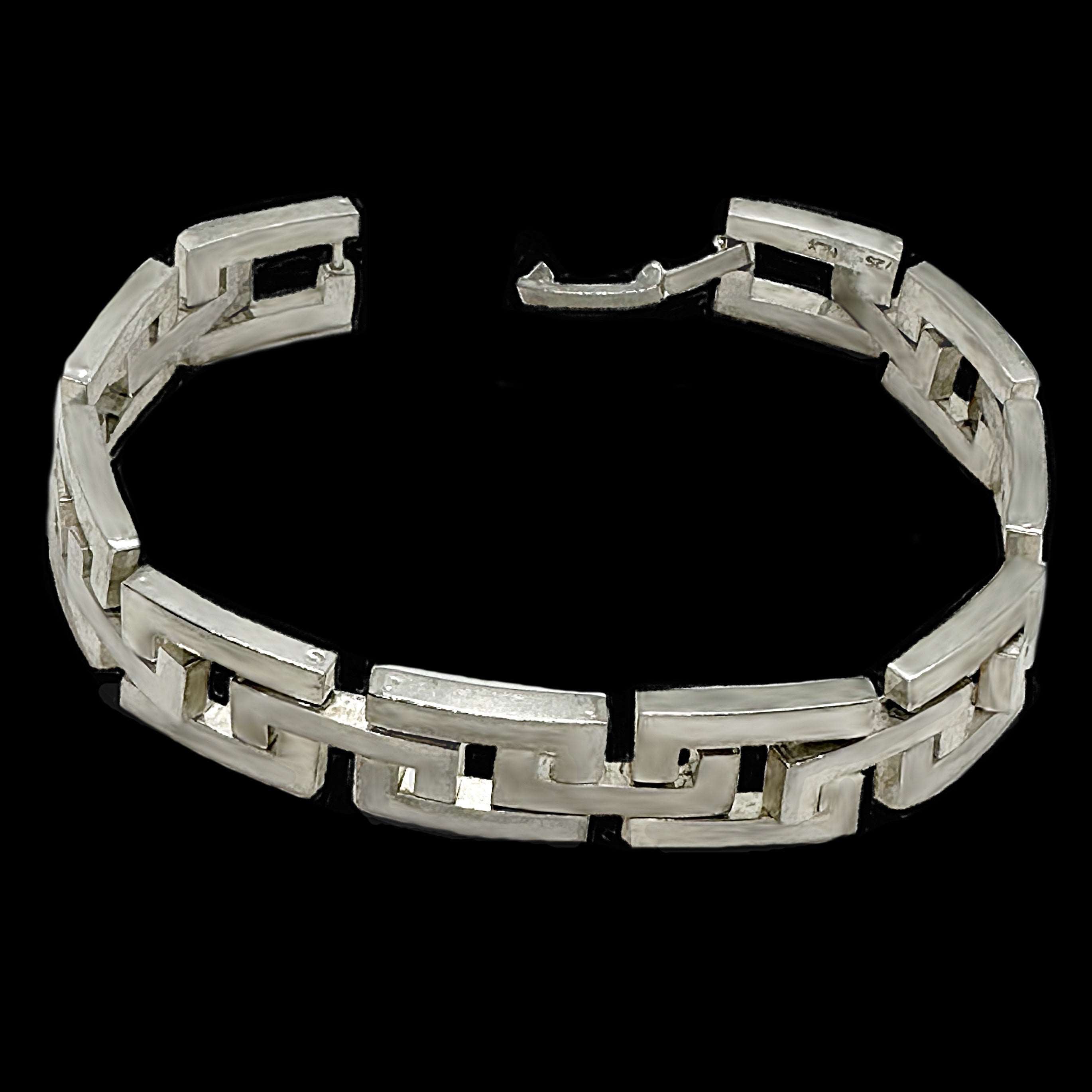 Handmade Eternity Links Hallmarked Solid .925 Sterling Silver Bracelet for Men