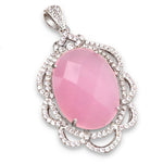 17.58 Cts Chalcedony, White Topaz Pendant Solid.925 Sterling Silver