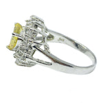 Natural Lemon Citrine, White Cubic Zirconia set  Solid .925 Silver Ring Size US 8 / Q - BELLADONNA