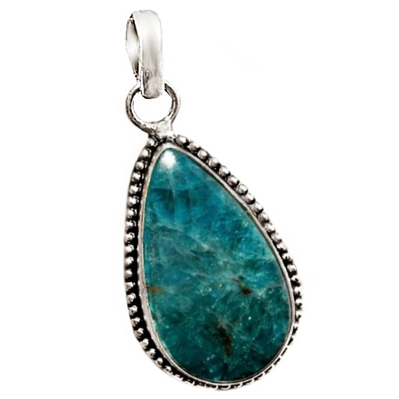 Natural Blue Apatite Gemstone .925 Silver Pendant