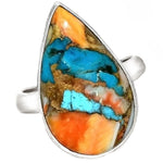 Natural Spiny Oyster South Western Arizona Turquoise Solid .925 Sterling Silver Ring size US 7