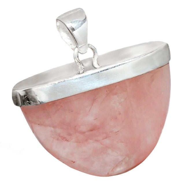 Natural Rose Quartz Solid.925 Sterling Silver Pendant