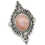 Natural Rose Quartz Gemstone Solid.925 Sterling Silver Ring Size US 6 OR M