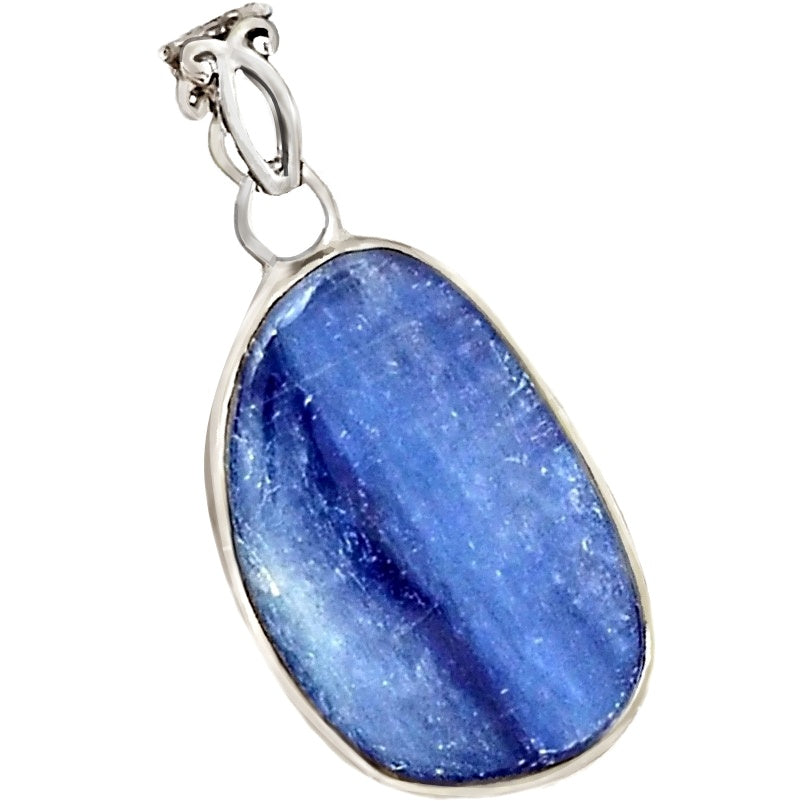 Natural Blue Kyanite Gemstone Solid .925 Sterling Silver Pendant