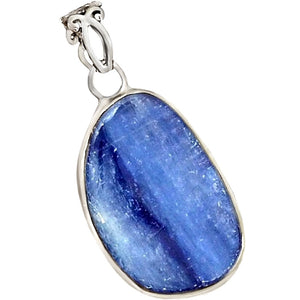 Natural Blue Kyanite Gemstone Solid .925 Sterling Silver Pendant