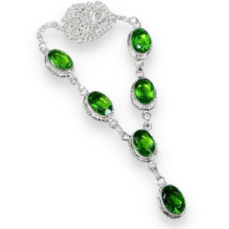 Handmade Peridot Gemstone Ovlas .925 Sterling Silver Necklace