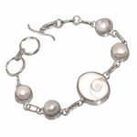 Spectacular Shea Shiva Shell Biwa Pearl. 925 Sterling Silver Bracelet - BELLADONNA