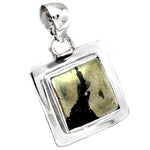 Natural Pyrite In Magnetite Solid .925 Sterling Silver Pendant