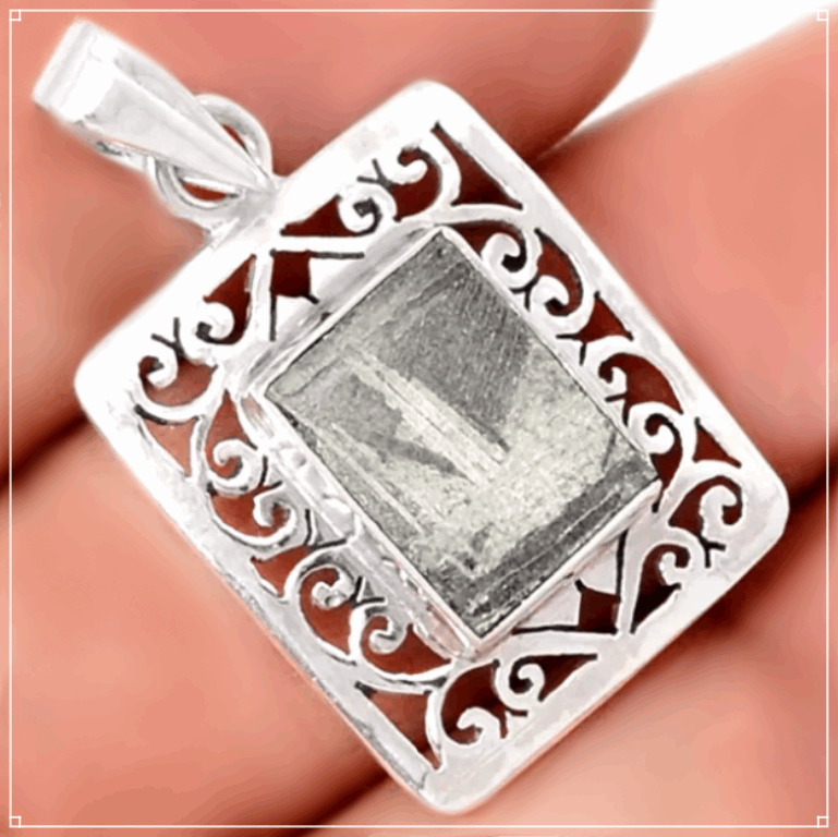 Gibeon Meteorite set in Solid Sterling Silver Pendant - BELLADONNA