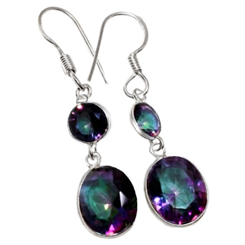 Mystic Rainbow Topaz Dangle .925 Sterling Silver Fashion Earrings