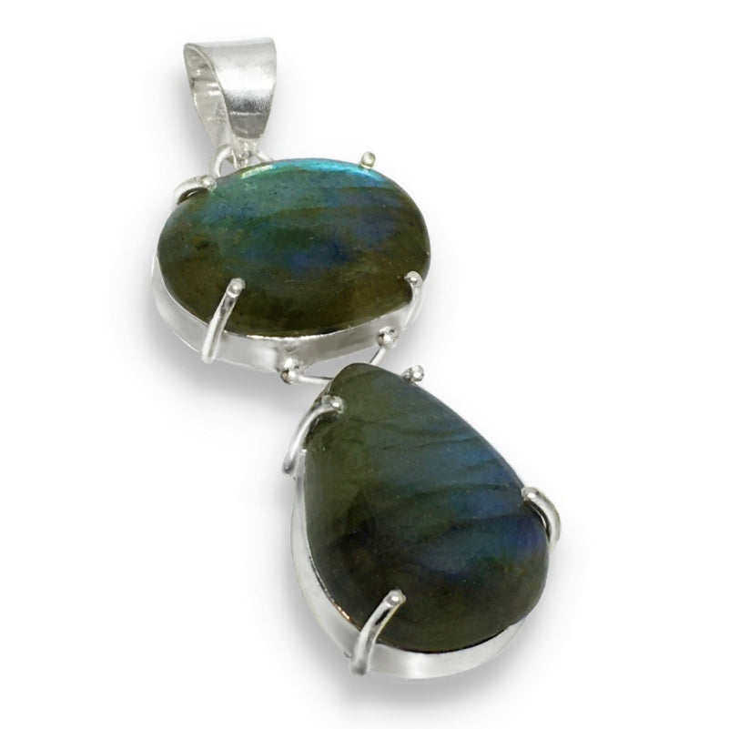 Natural Fiery Labradorite Gemstone .925 Silver Pendant