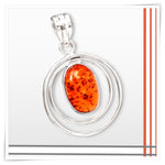 Natural Baltic Amber  In Solid .925 Sterling Silver Pendant