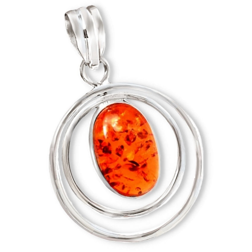 Natural Baltic Amber  In Solid .925 Sterling Silver Pendant