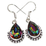 Rainbow Mystic Topaz Dangle 925 Silver Earrings