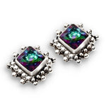 Handmade Antique Style Rainbow Mystic Topaz  925 Silver Stud Earrings