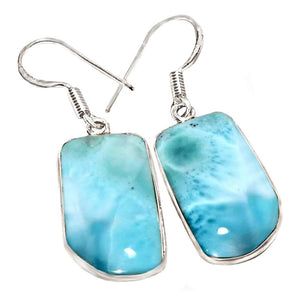 Natural Larimar Gemstone .925 Silver Earrings