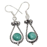 Natural Amazonite Gemstone .925 Sterling Silver Plated Earrings