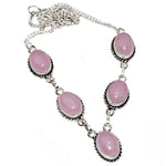 Pink Chalcedony Oval Gemstone .925 Sterling Silver Necklace