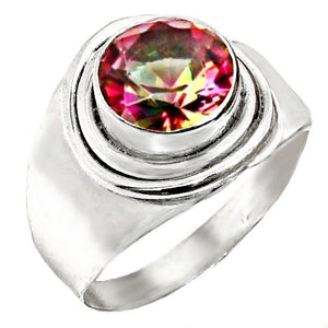 4.19 Cts Multi -Colour Rainbow Topaz, Ring In Solid .925 Sterling Silver. Size 8