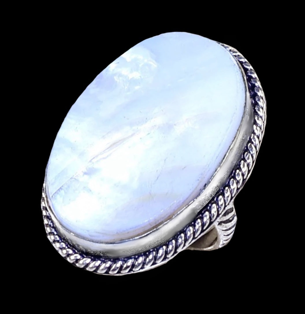 Natural Mother of Pearl .925 Sterling Silver Ring Size 7