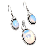 Fiery Opalite .925 Silver Pendant And Earrings Set