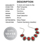 Vibrant Red Turquoise Gemstone Silver Fashion Necklace