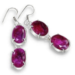 Handmade Indian Cherry Red Ruby Set in .925 Silver Plated Earrings