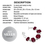 Indian Cherry Red Ruby Gemstone .925 Silver Plated Bracelet