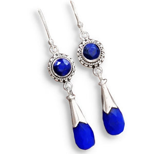 Natural Blue Sapphire Earrings In Solid.925 Sterling Silver