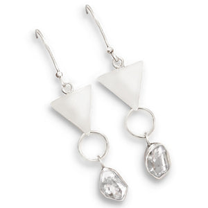 Trendy Natural Herkimer Solid Sterling Silver Dangling Earrings