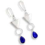 Trendy Natural Indian Sapphire Gemstone Solid .925 Silver Earrings