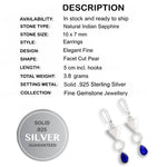 Trendy Natural Indian Sapphire Gemstone Solid .925 Silver Earrings