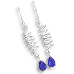 Natural Indian Sapphire Quartz Solid .925 Silver Earrings