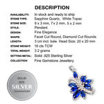 16 cts Sapphire Quartz, White Topaz In Solid.925 Sterling Silver Pendant