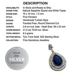 Two Tone Turkish Sapphire Quartz, White Topaz In Solid.925 Sterling Silver Pendant